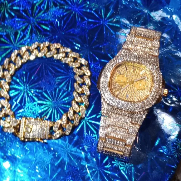 WATCH & BRACELET SET_  90 DAY Warranty high-end prototypes. Real Lab Diamonds & 18 CHAIN + WATCH & BRACELET SET_ 90 DAY Warranty high-end  main image 2